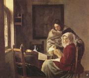 Jan Vermeer Girt interrupted at her music (mk30) France oil painting artist